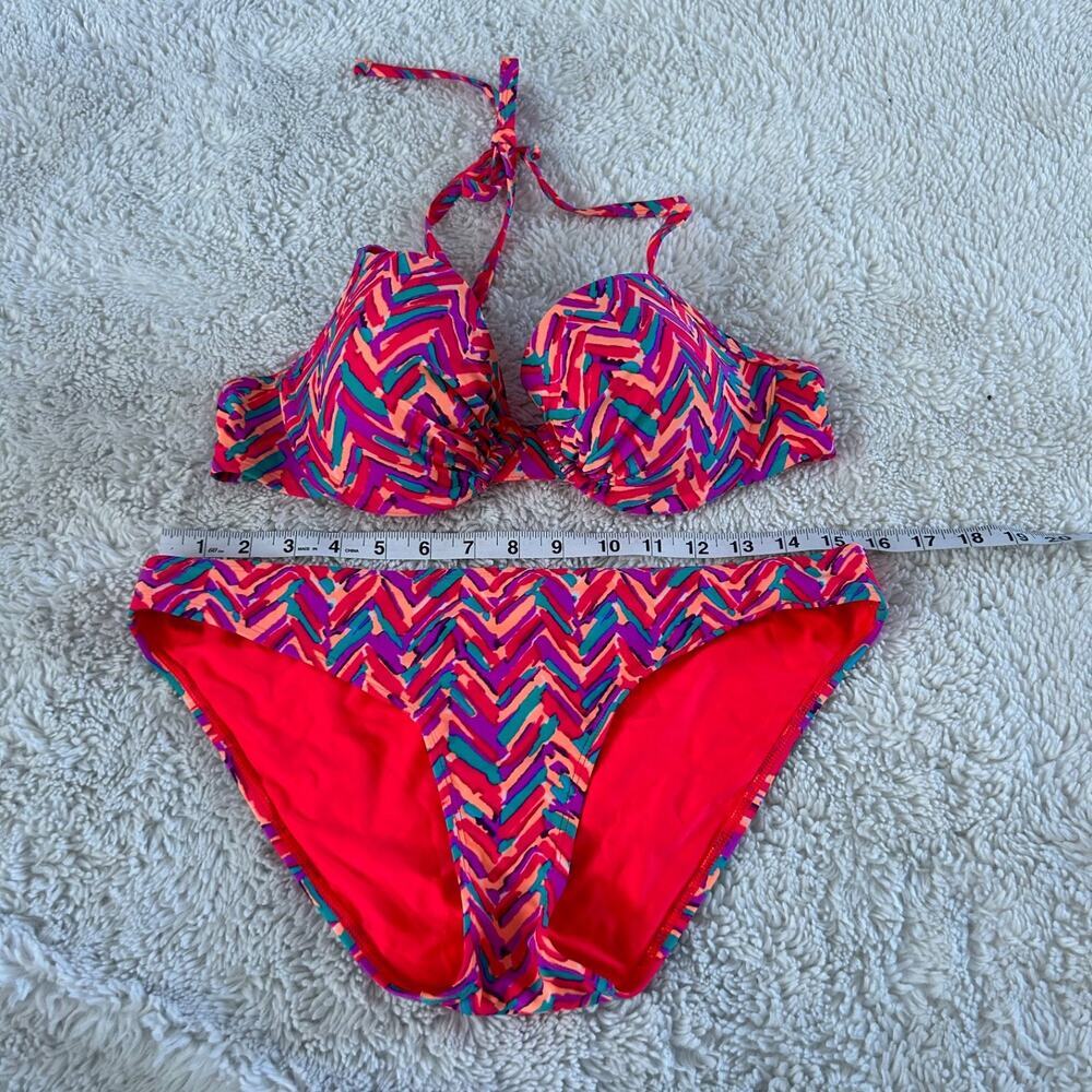 Aerie Womens Bikini Set Multi Color Swim Beach Sz 36C/L Resort Summer Fun Lake - Picture 3 of 6